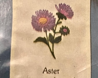 1979 Vintage Creative Circle 0826 September Birthday Aster Crewel Embroidery Wall Hanging Kit OOP