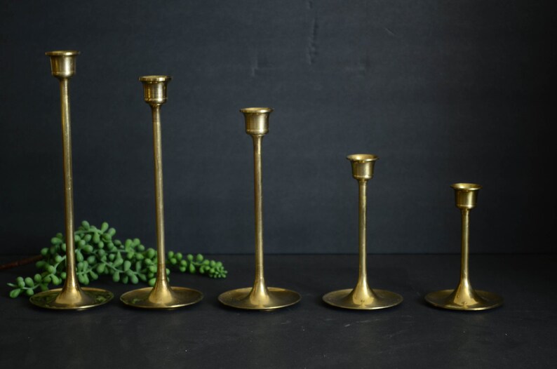Vintage brass candlestick set