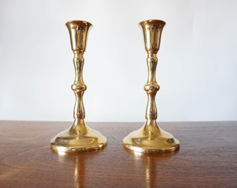 Vintage Set of 2 brass gold candlesticks candleholders