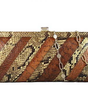 Bolso Vintage Patchwork Serpiente Pitón Bicolor