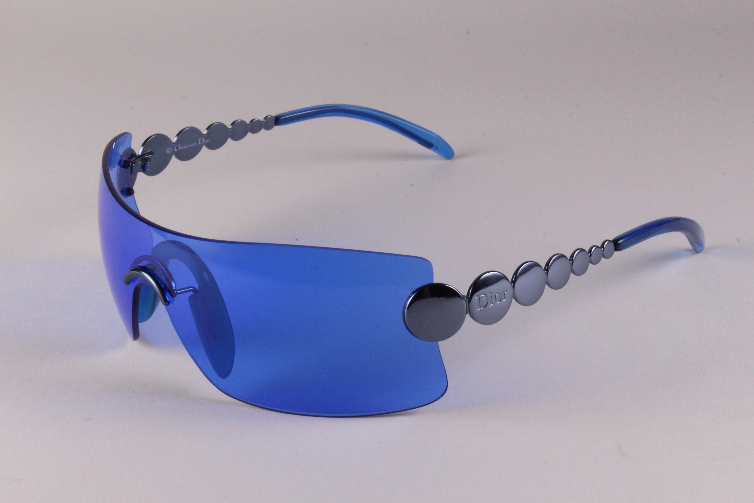 CHRISTIAN DIOR Vintage 2000's Blue Millenium 55N Mask Sunglasses