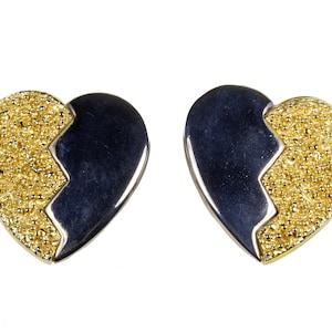 YVES SAINT LAURENT Vintage Gold Silver Split Heart Earrings
