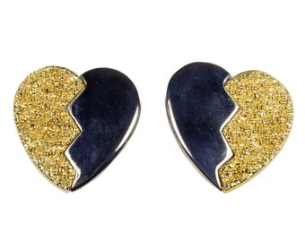 YVES SAINT LAURENT Vintage Gold Silver Split Heart Earrings