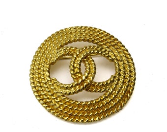 CHANEL Vintage Iconic Logo Rope Brooch