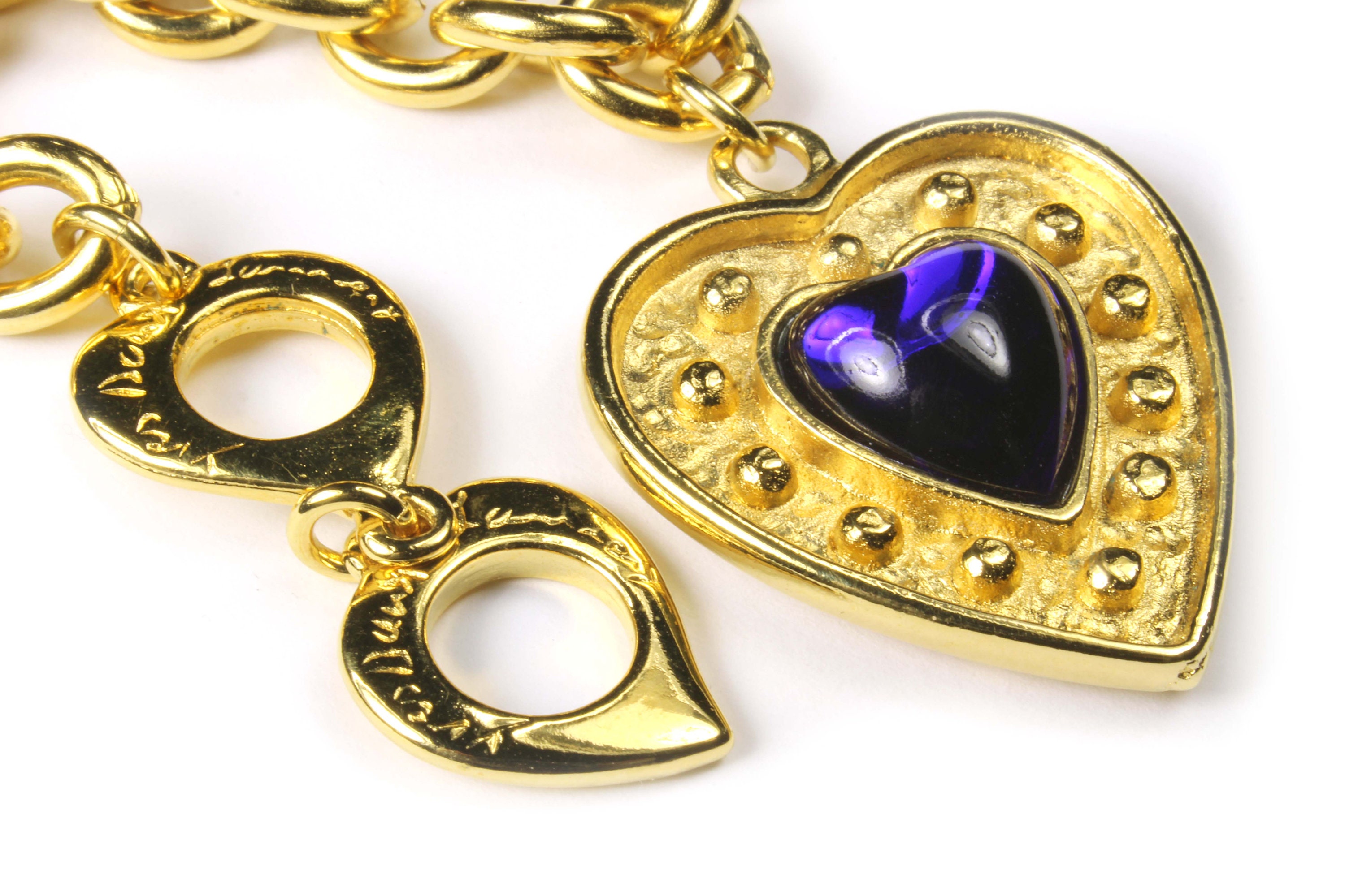 YVES SAINT LAURENT Vintage Blue Heart Charm Bracelet - Etsy