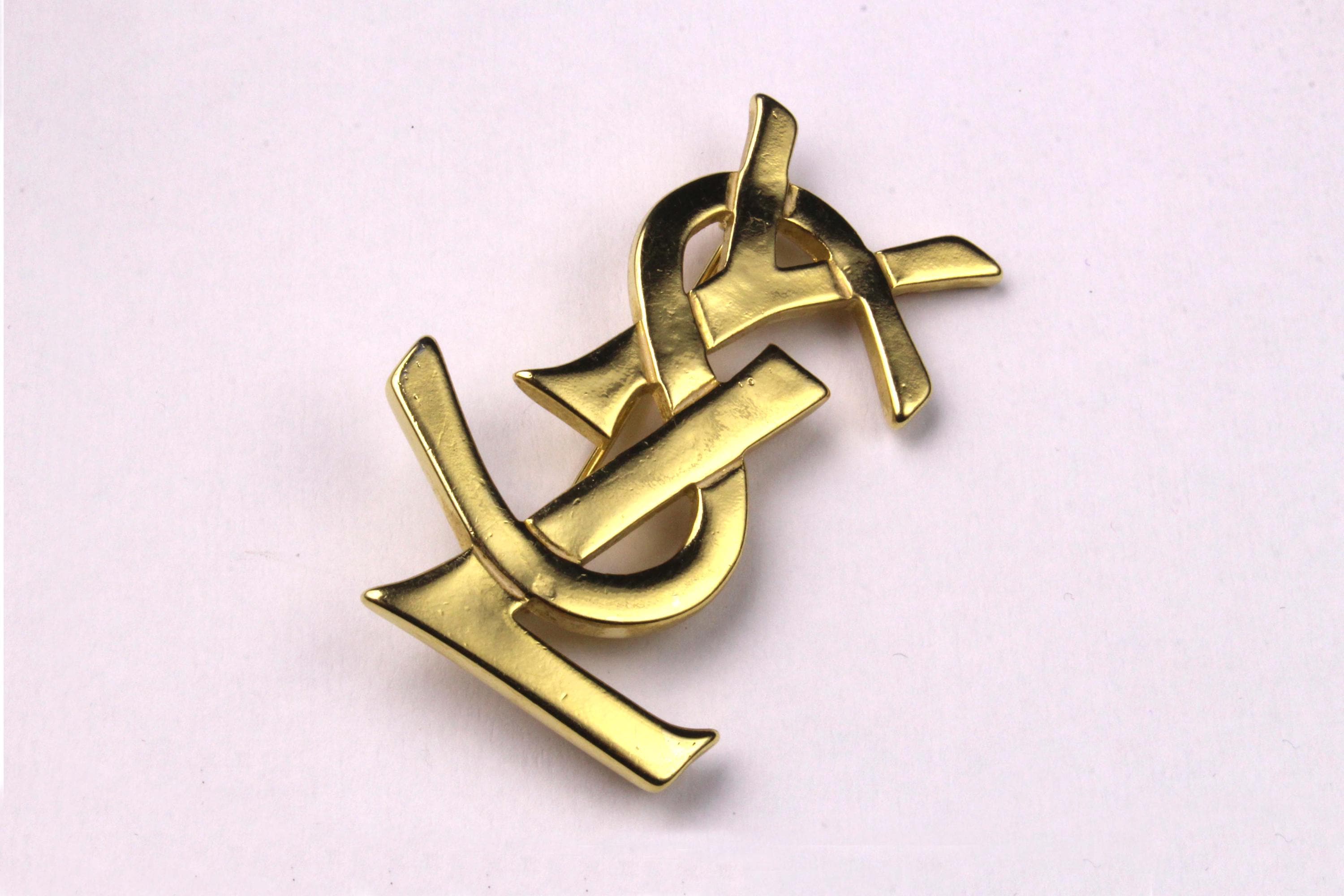 YVES SAINT LAURENT Iconic Logo Vintage Brooch - Etsy YVES SAINT LAURENT Iconic Logo Vintage Brooch - Etsy
