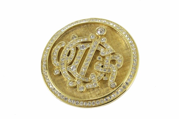 CHRISTIAN DIOR Rhinestones Logo Circular Vintage … - image 1