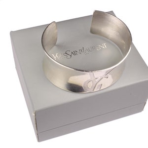 YVES SAINT LAURENT Vintage Silver Open Cuff Bracelet