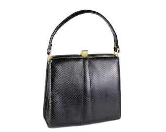 Bolso Vintage de Piel de Serpiente Color Negro