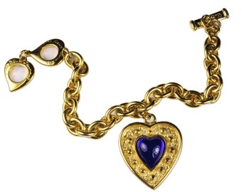 YVES SAINT LAURENT vintage Blue Heart charm Bracelet