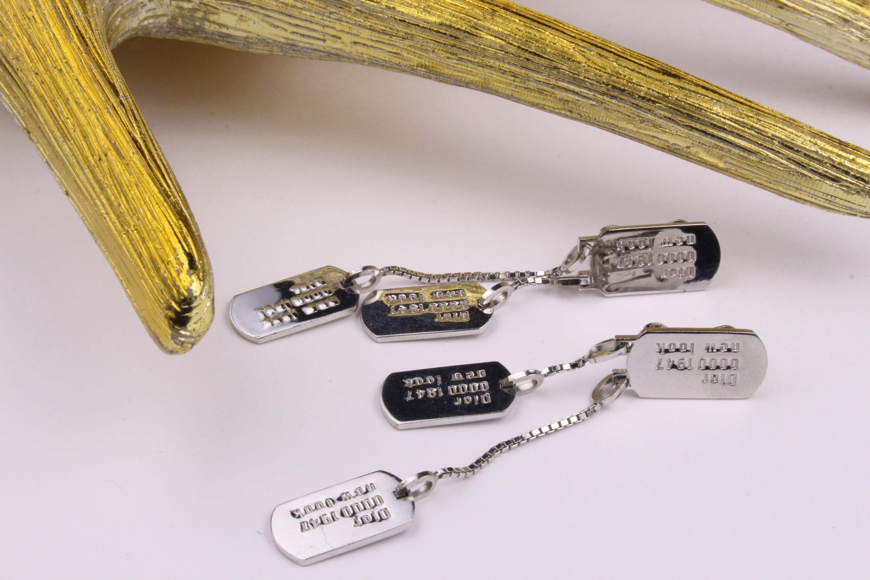 CHRISTIAN DIOR Vintage Dior 1947 New Look Name Plate Dangle