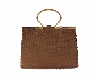 LOEWE Vintage Tiny Brown Snake Skin Clutch