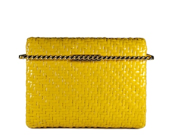 RODO Mustard Yellow Wicker Vintage Clutch