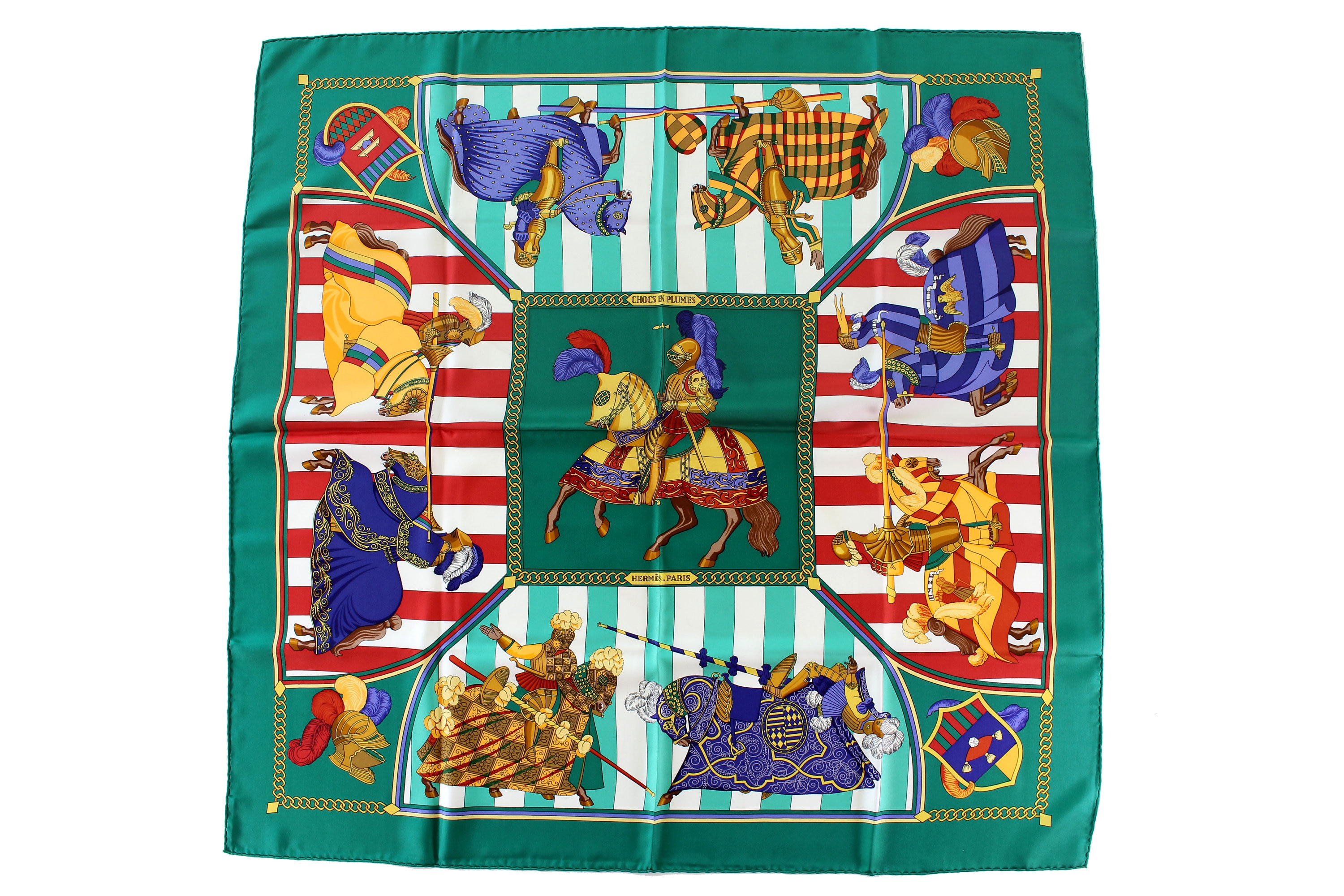Vintage HERMÈS scarf “Chocs en Plumes” by Christiane Vauzelles