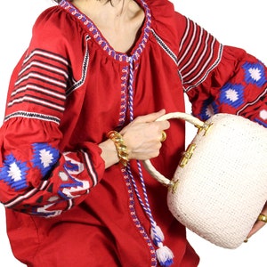 Vintage KORET white wicker handbag