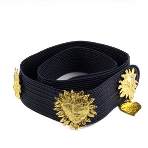 YVES SAINT LAURENT Vintage Sun Face Black Passementerie Belt