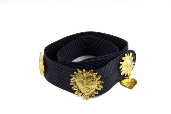 YVES SAINT LAURENT Vintage Sun Face Black Passementerie Belt  display picture 1