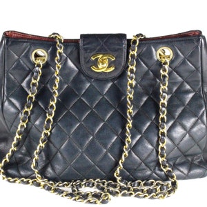 CHANEL Vintage 1990er Gesteppte Leder Tragetasche