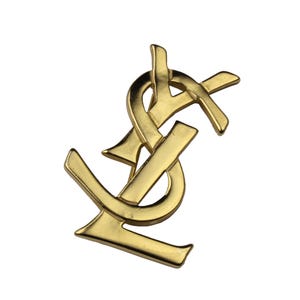 Vintage YSL Yves Saint Laurent Brooch Pin, YSL Logo Brooch