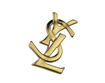 Broche vintage à logo emblématique YVES SAINT LAURENT
