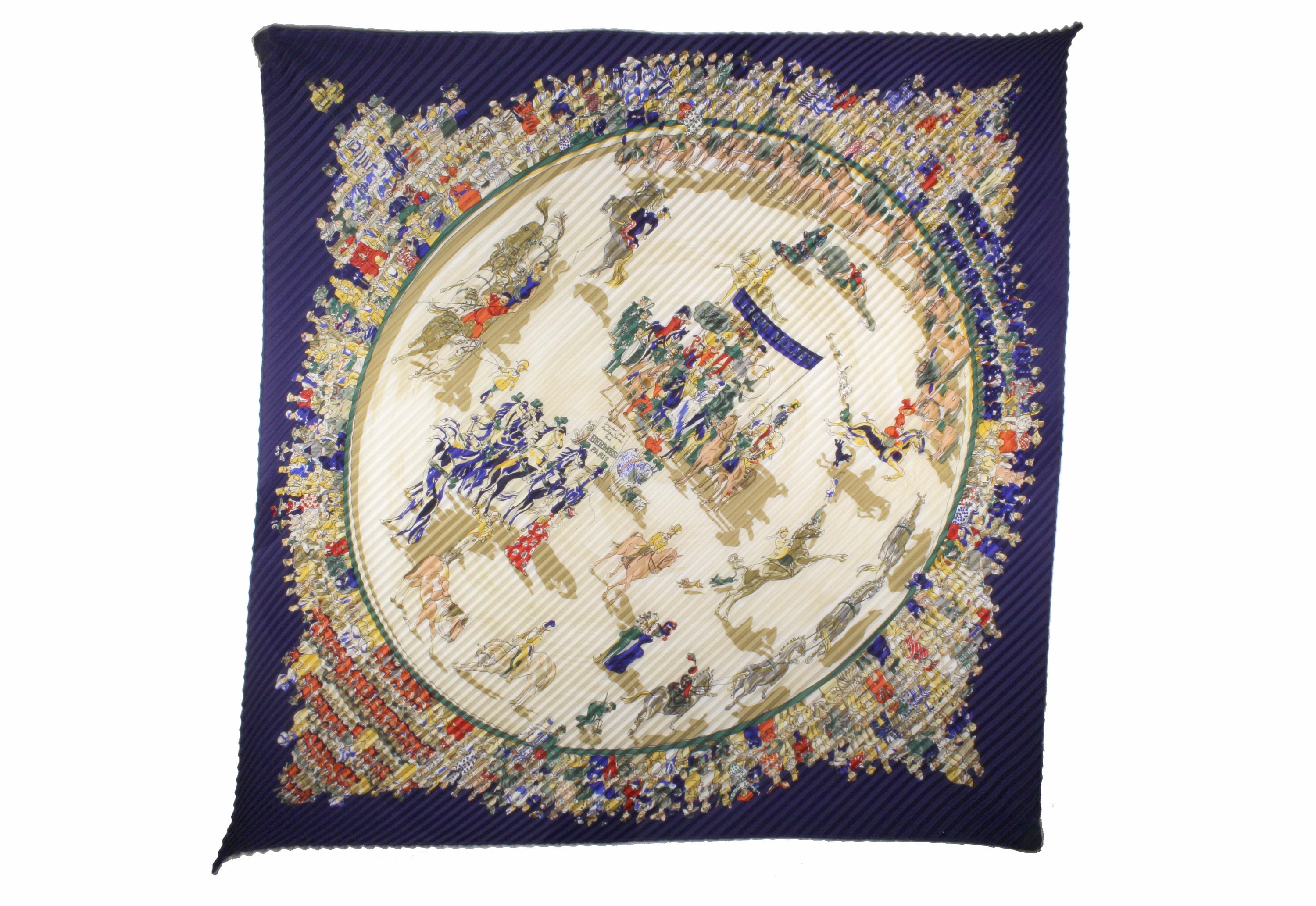 Hermes Plisse Pleated Silk Scarf