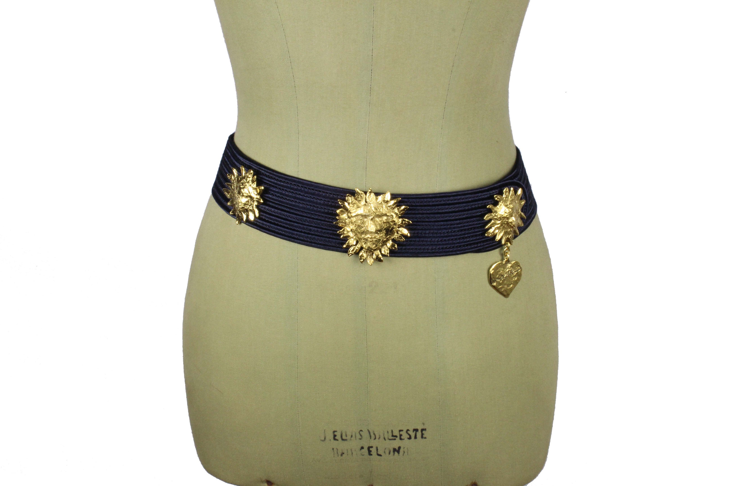 YVES SAINT LAURENT Vintage Sun Face Black Passementerie Belt  display picture 3