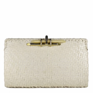 Vintage RODO white wicker clutch