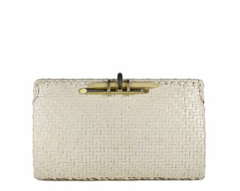 pochette vintage RODO en osier blanc