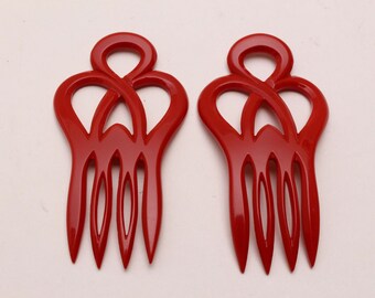 YVES SAINT LAURENT Vintage Red Pair Hair Combs