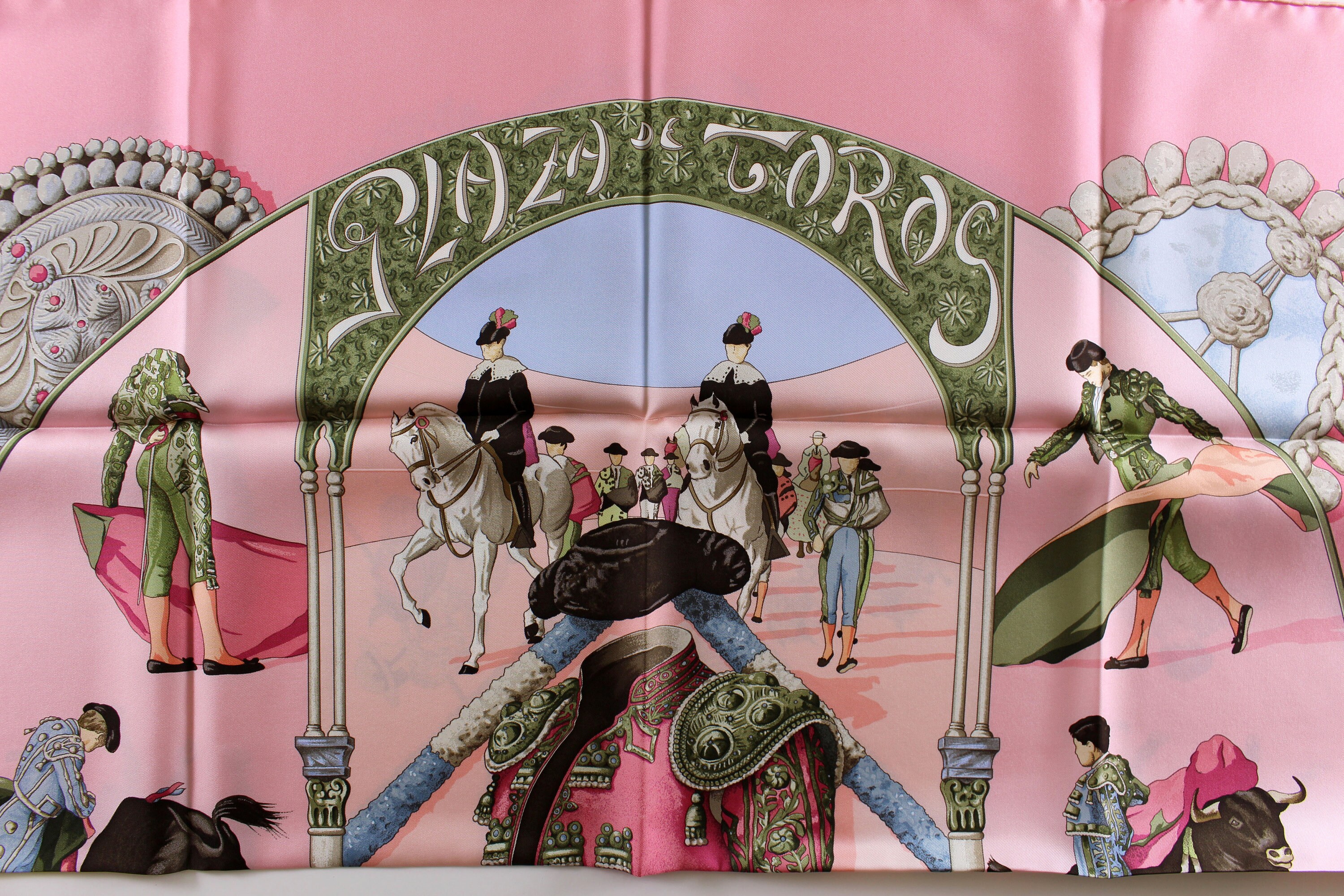 Vintage HERMÈS Scarf “plaza De Toros” by Hubert De Watrigant