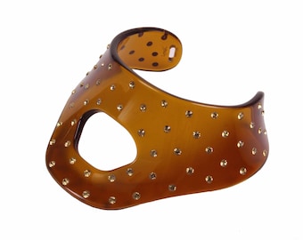 Collana anatomica vintage in plexiglass marrone con strass YVES SAINT LAURENT