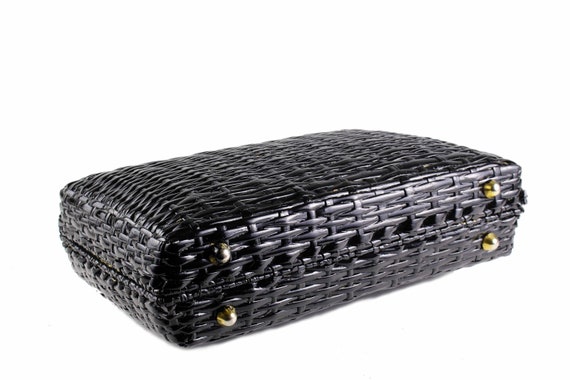 Vintage Structured Black Wicker Bag - image 5