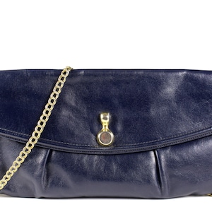 Cartera Vintage de 1960 de Piel Color Azul Intenso