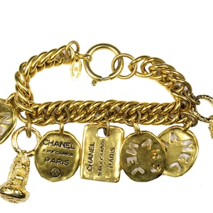 CHANEL Vintage Logo Charms Bracelet