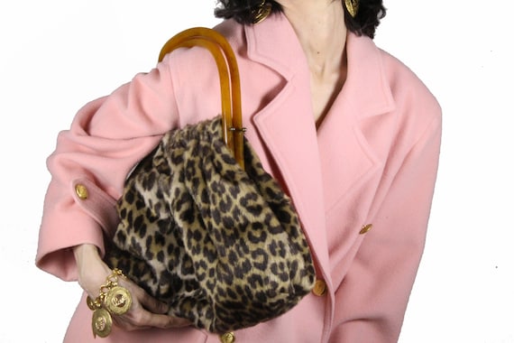 MORRIS MOSKOWITZ Leopard Print Tortoiseshell Lucite Handles Frame