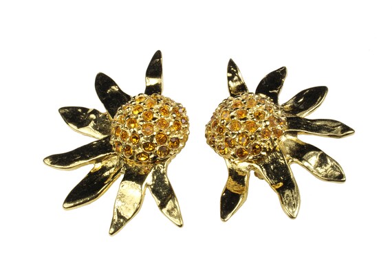 YVES SAINT LAURENT Vintage Large Rhinestone Sunfl… - image 2