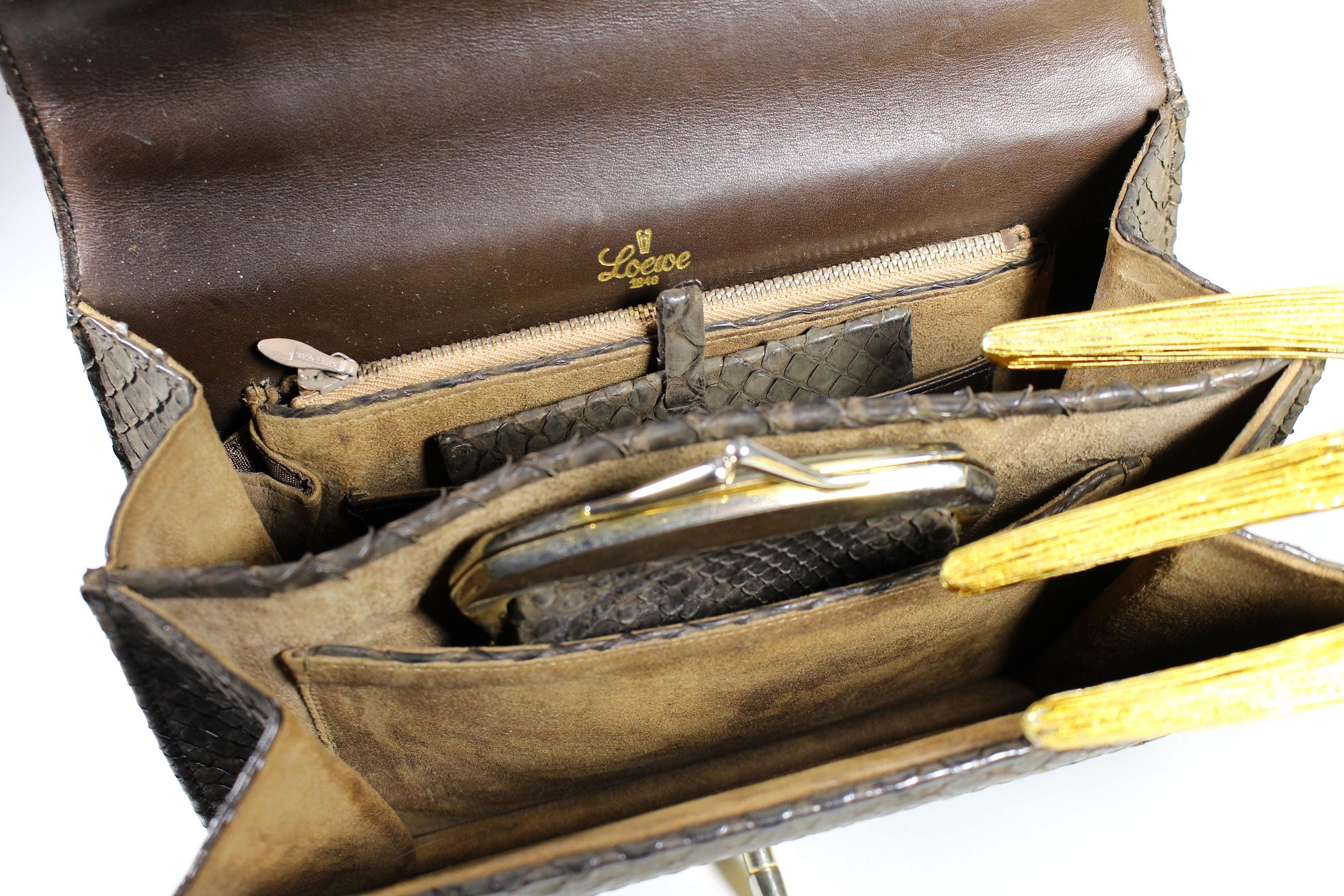 LOEWE Vintage Brown Snake Skin Handbag - Etsy LOEWE Vintage Brown Snake Skin Handbag - Etsy