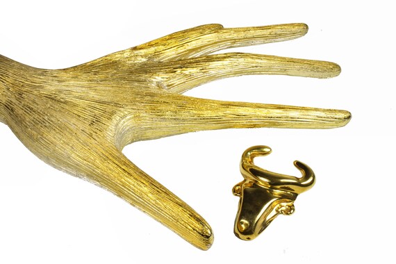 CHRISTIAN LACROIX Vintage Bull Head Brooch - Etsy Canada