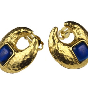 YVES SAINT LAURENT Vintage Croissant Cabochon Earrings