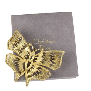 CHRISTIAN DIOR Vintage 70&#39;s Gold Plated Vintage Butterfly Brooch