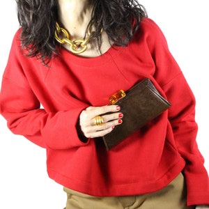 Clutch Vintage de Lagarto Marrón Cierre Baquelita