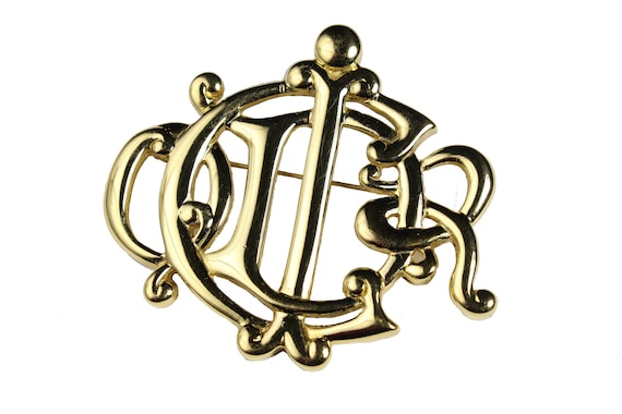 donker Hedendaags Hoeveelheid van CHRISTIAN DIOR Gold Metal Logo Vintage Large Brooch Necklace - Etsy