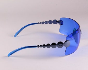 CHRISTIAN DIOR Vintage 2000's Blue Millenium 55N Mask Sunglasses