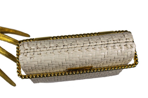 Vintage RODO white wicker clutch - image 7