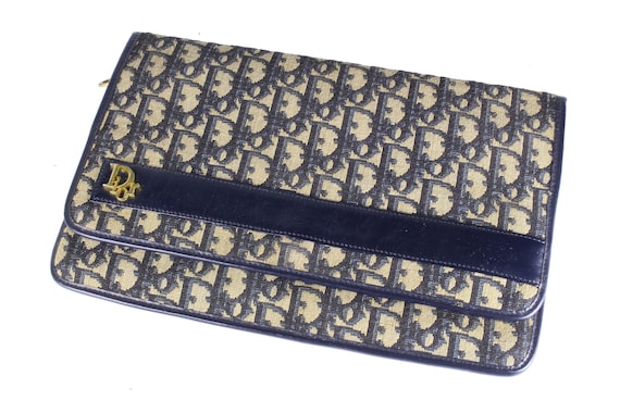 CHRISTIAN DIOR Blue Logo Monogram Dior Oblique Canvas Clutch - Etsy