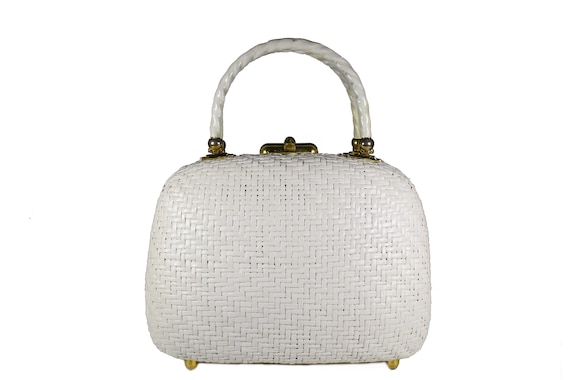 Vintage KORET white wicker handbag