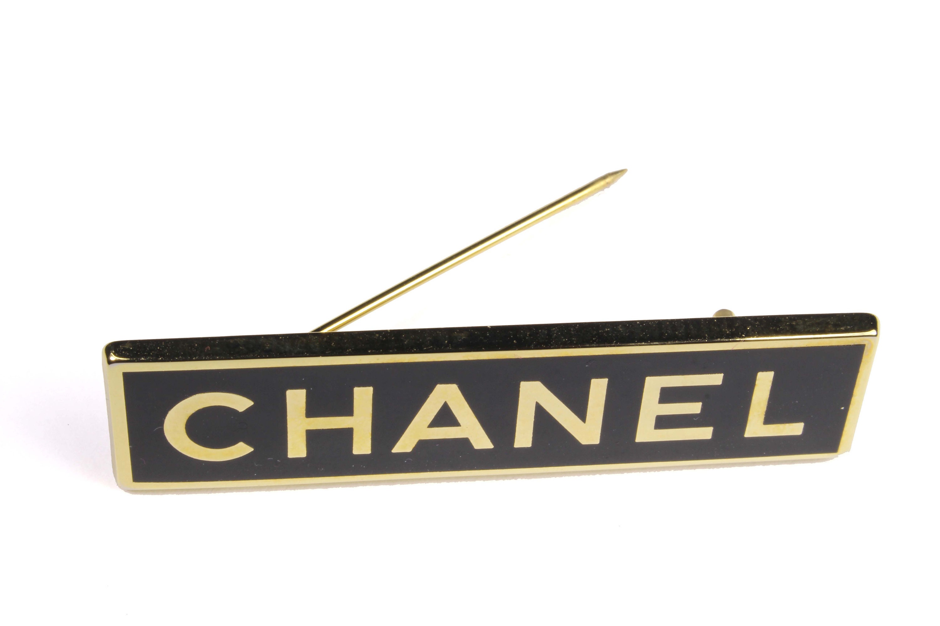 CHANEL Vintage Rectangular Logo Brooch - Etsy