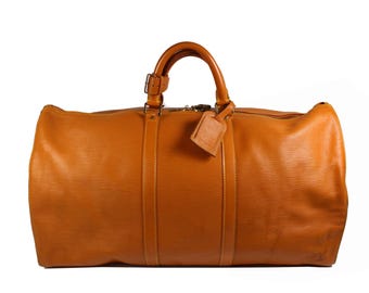 LOUIS VUITTON Keepall 55 Epi Cognac Brun Läderreseväska