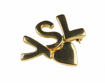 ヴィンテージ YSL イヴ・サンローラン ロゴ ブローチピン