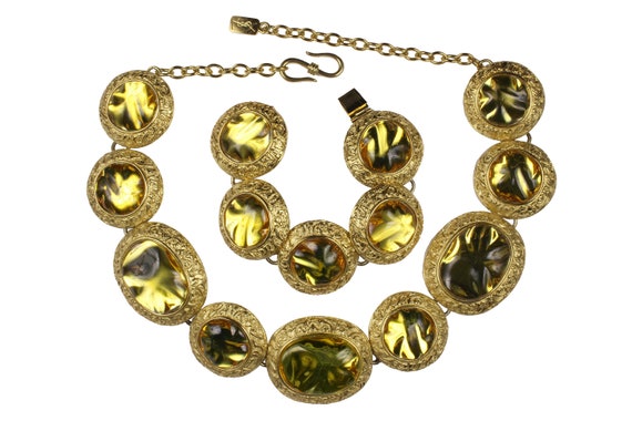 YVES SAINT LAURENT Vintage Cabochons Necklace and… - image 1